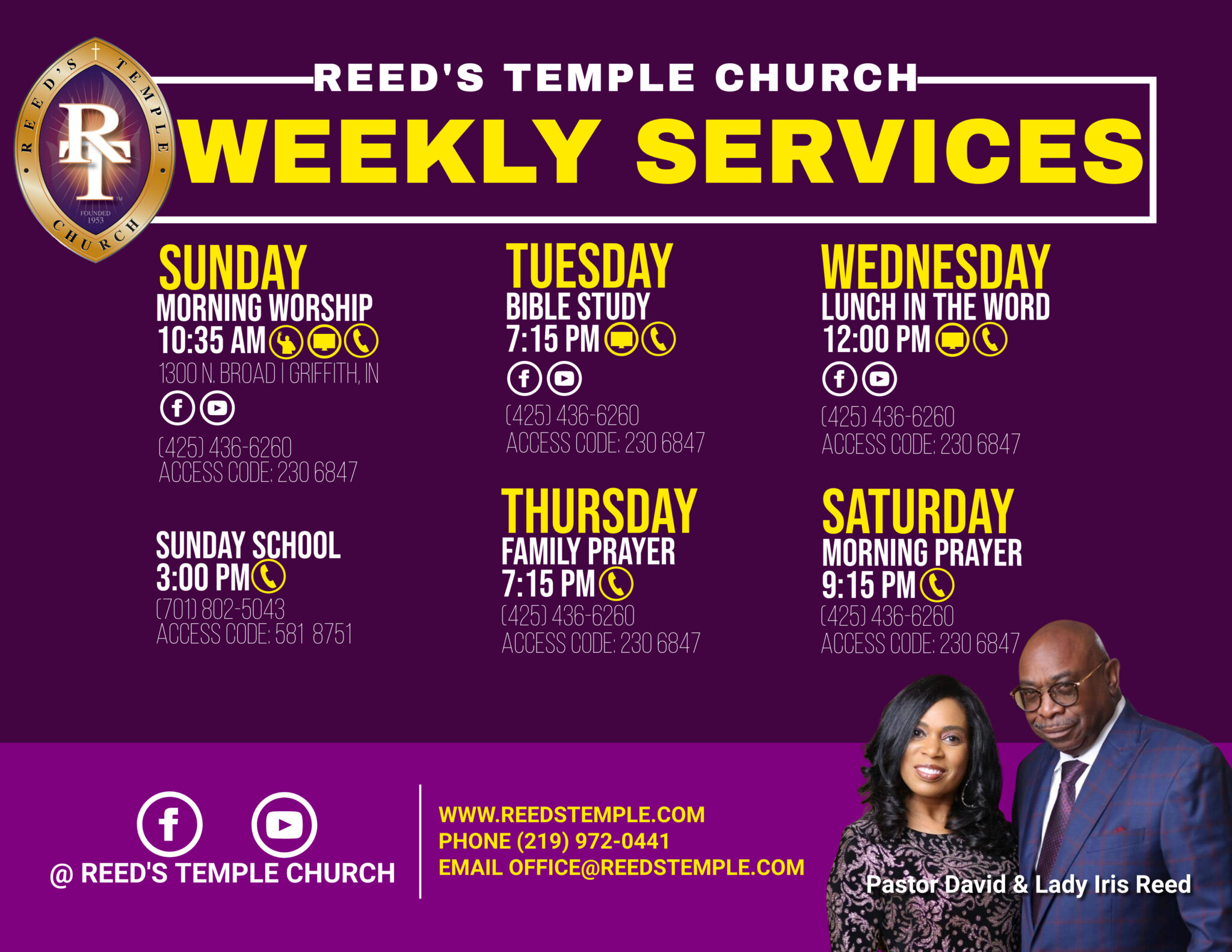 Worship Services Reed's Temple Church